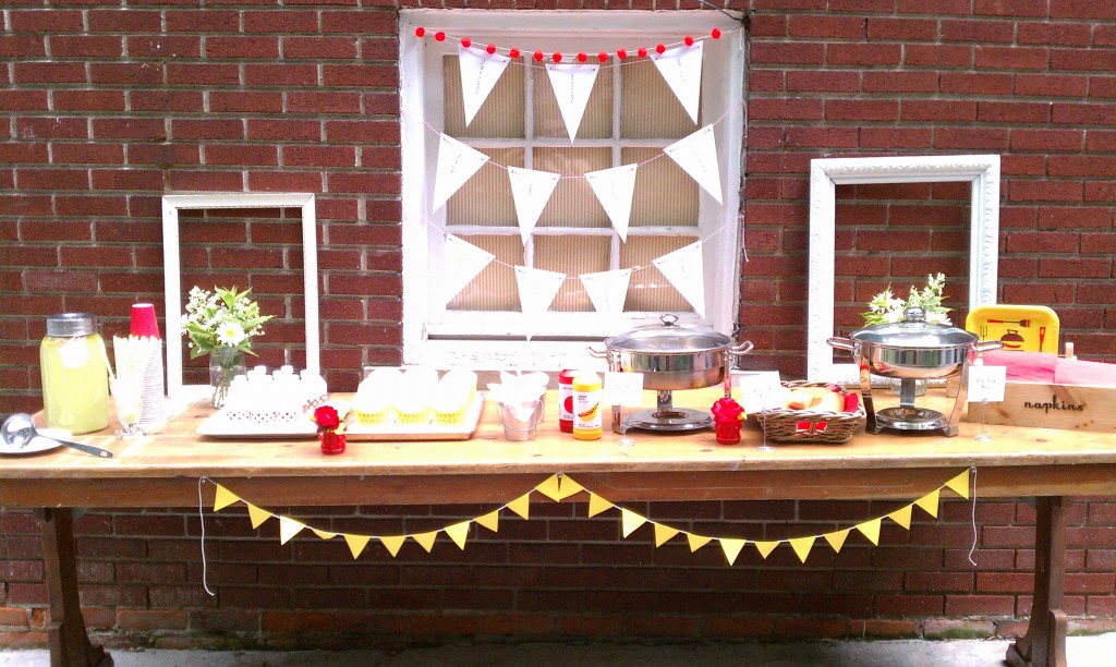 hot dog buffet table