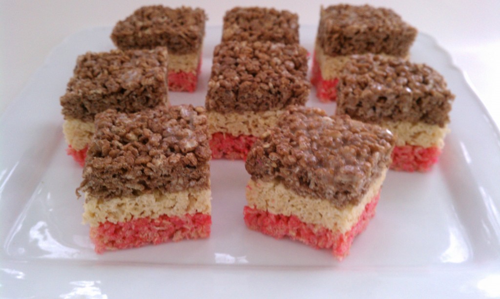 neopolitan krispie treats