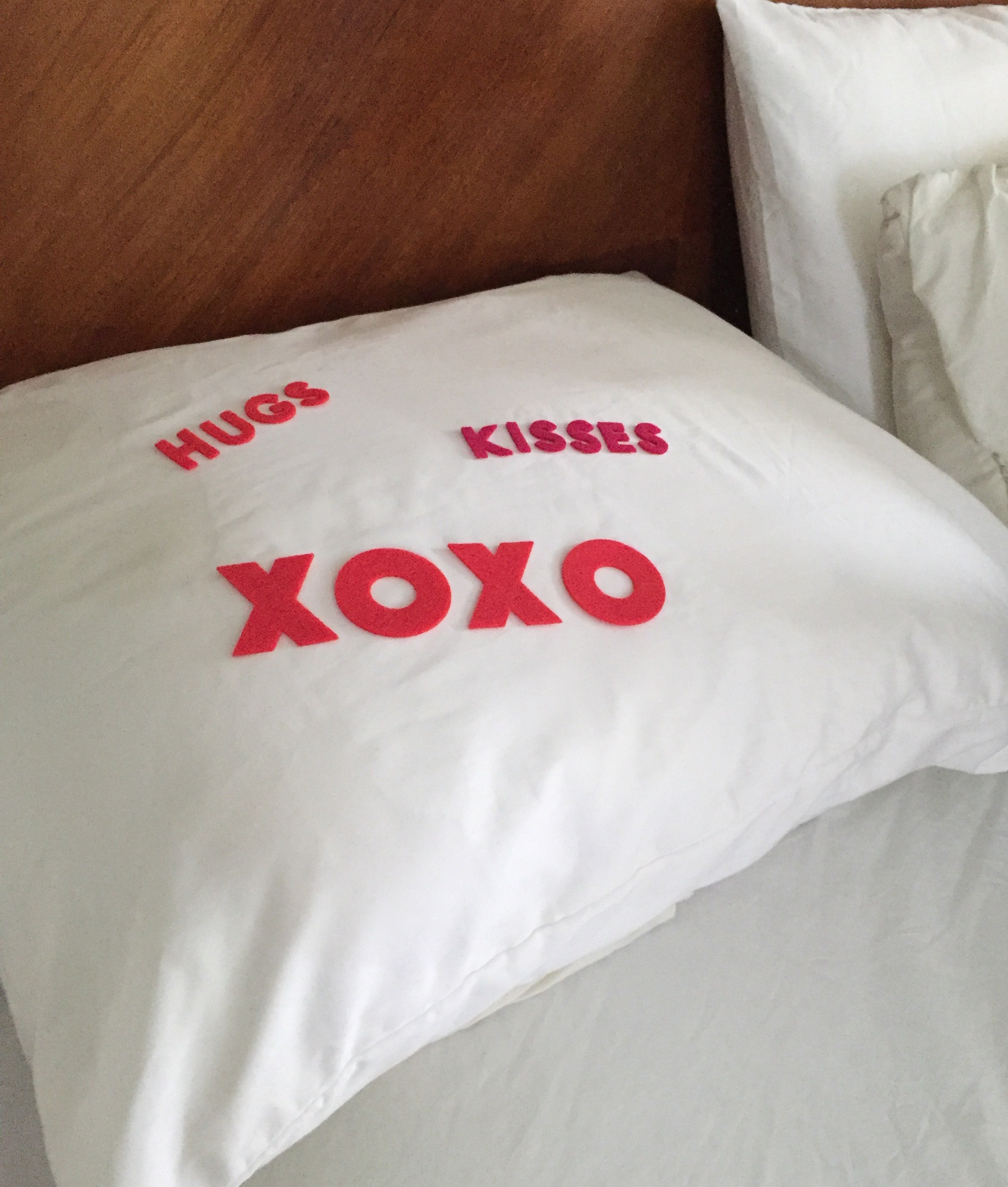 love stickers on pillowcase