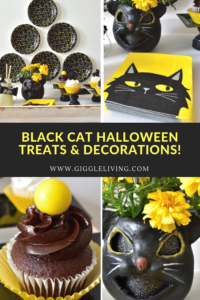 Halloween treat table, black cate decorations
