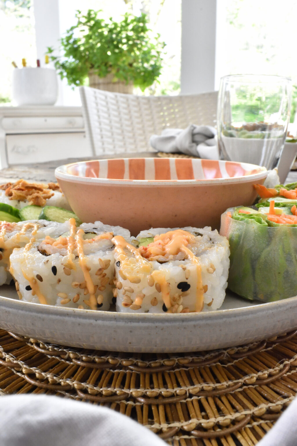 Sushi served on the patio to ring in the warm weather months!